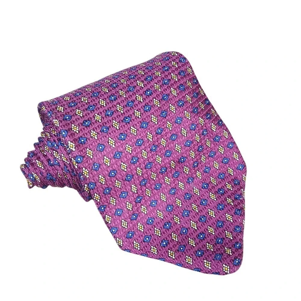 Van Heusen Necktie Mens OS‎ Purple Geometric Diamond Silk Classic Business Tie